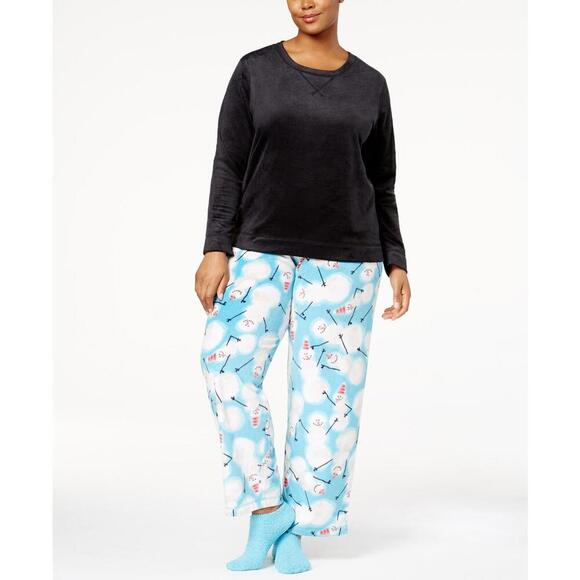 Hue Womens Plus Size Sueded Fleece Top And Pants With Socks 3 Piece Size 1X - Picture 3 of 3